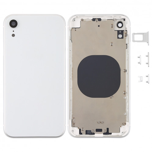 Coque arrière avec objectif pour appareil photo, plateau de carte SIM et touches latérales pour iPhone XR (blanc) SH64WL496-36
