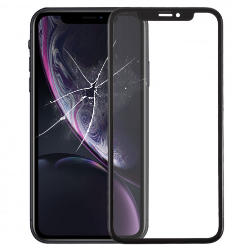 Écran avant avec lentille en verre avec cadre + Adhésif optiquement transparent OCA pour iPhone XR (noir) SH065B1159-36