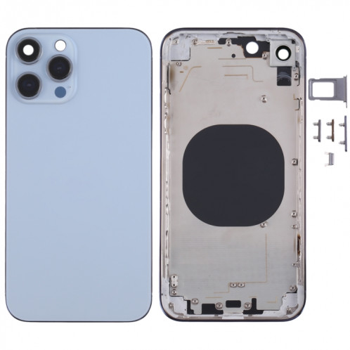 Couvercle de boîtier arrière en acier inoxydable avec imitation apparence de IP13 Pro pour iPhone XR (Bleu) SH71LL639-37