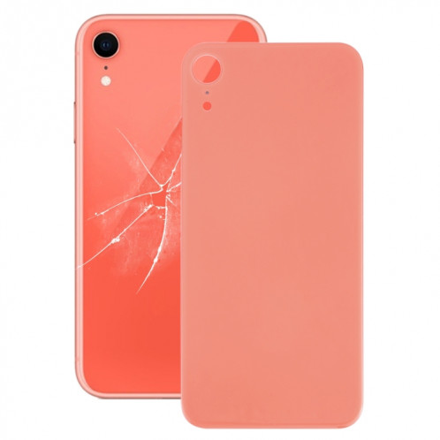 Couvercle de batterie arrière en verre avec gros trou de caméra de remplacement facile avec adhésif pour iPhone XR (corail) SH36EL1545-36