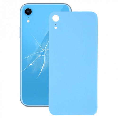 Couvercle de batterie arrière en verre avec gros trou pour appareil photo de remplacement facile avec adhésif pour iPhone XR (bleu) SH36LL891-36