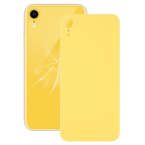 Couvercle de batterie arrière en verre avec gros trou pour appareil photo de remplacement facile avec adhésif pour iPhone XR (jaune) SH36YL1378-36