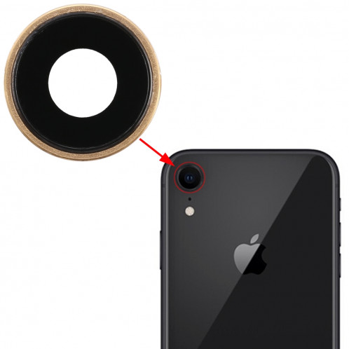 Lunette arrière pour appareil photo avec cache-objectif pour iPhone XR (Or) SH312J1729-34