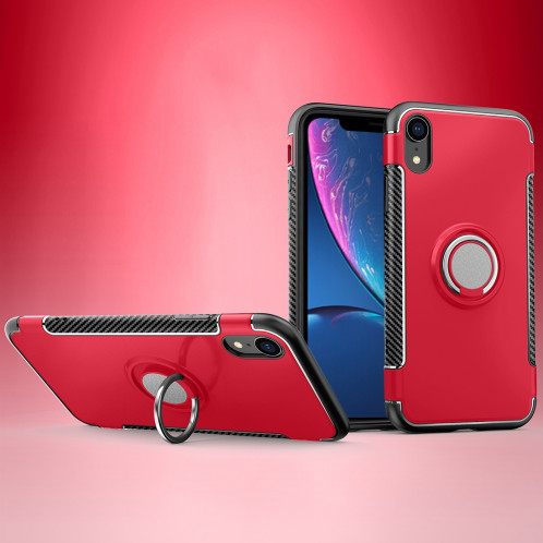 Étui de protection magnétique 360 ​​degrés bague de rotation pour iPhone XR (rouge) SH012R840-39