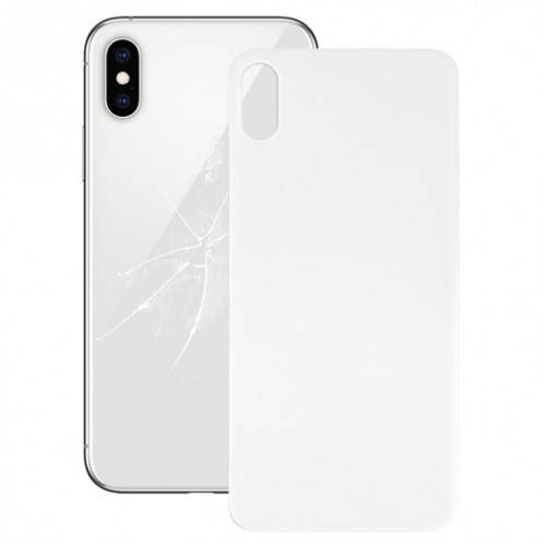 Couvercle de batterie arrière en verre avec gros trou de caméra de remplacement facile avec adhésif pour iPhone XS (blanc) SH36WL130-36