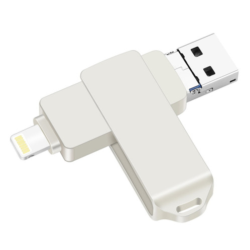 S31 3 en 1 16 Go Micro USB 2.0 + USB-C / Type-C + Interface à 8 broches Disque Flash en métal Twister (Argent) SH241S1984-310