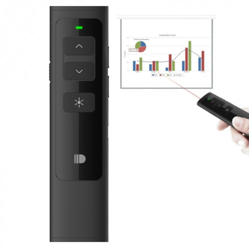 Doosl DSIT013 2.4GHz PowerPoint présentation rechargeable pointeur laser multifonction multifonction pour PowerPoint / Keynote / Prezi, distance de contrôle: 100m (noir) SD33051206-311