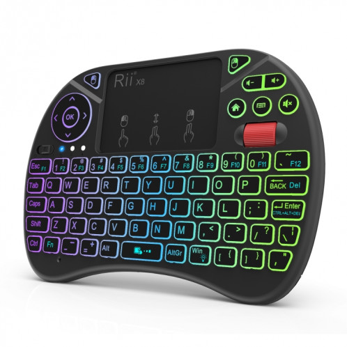 Rii I8X RT716 2.4 GHz Mini Sans Fil QWERTY 71 Clavier Clavier 2.5 pouce Touchpad Combo avec Rétroéclairage (Noir) SR5220285-310