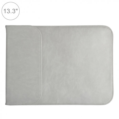 13.3 pouces PU + sac en nylon pour ordinateur portable sac pochette ordinateur portable, pour MacBook, Samsung, Xiaomi, Lenovo, Sony, Dell, Asus, HP (gris) SH652H914-37