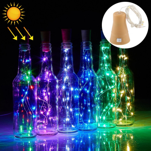 Lumière de ficelle de fil de cuivre solaire légère colorée par 1m, 10 LED SMD 0603 lumière décorative de fée de lampe avec bouchon de bouteille, DC 5V SH76CL490-37