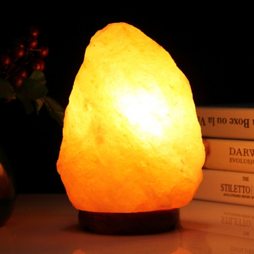2W E12 Médium Dimmable Lampe de sel Himalayan Crystal Rock Lampe de table de table santé Lampe de nuit avec base en bois et ampoule et interrupteur, Taille moyenne Poids 2-3KG, AC 110V, fiche US S204771-313