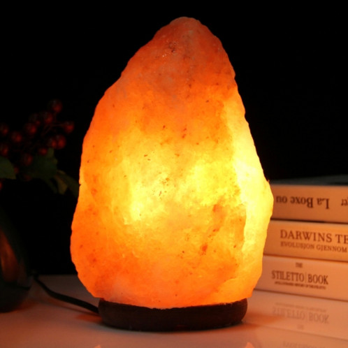 2W E14 Grande lampe de sel Himalayan modulable Crystal Rock Lampe de bureau Lampe de bureau Lampe de nuit avec base en bois et ampoule et interrupteur, grande taille Poids 3-5KG, AC 220V S204781-313