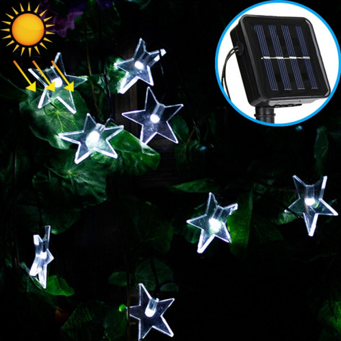 Chaîne de lampe solaire de décoration de festival de Noël de jardin extérieur de 20 LED en forme d'étoile (blanc) SH614W800-35