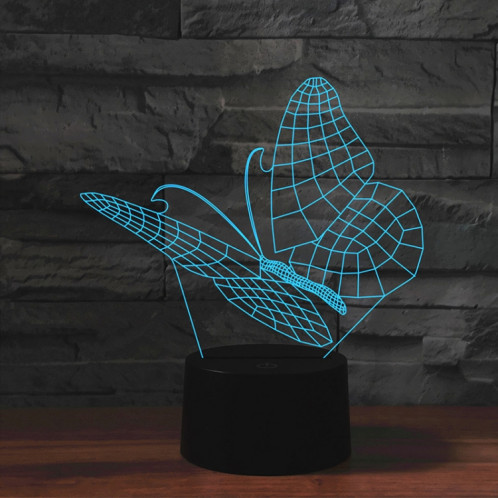 Lampe de table lumineuse de vision à LED colorée 3D de forme de papillon, version USB et batterie SH07381879-36