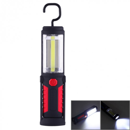 Lampe de travail étanche à la torche à lumière blanche LED PR5W-1 5W COB + 1W F8 IP43 Lampe de travail portable d'urgence à charge multi-fonctions 400 LM avec crochet pivotant magnétique et 360 degrés (Rouge) SH042R428-314