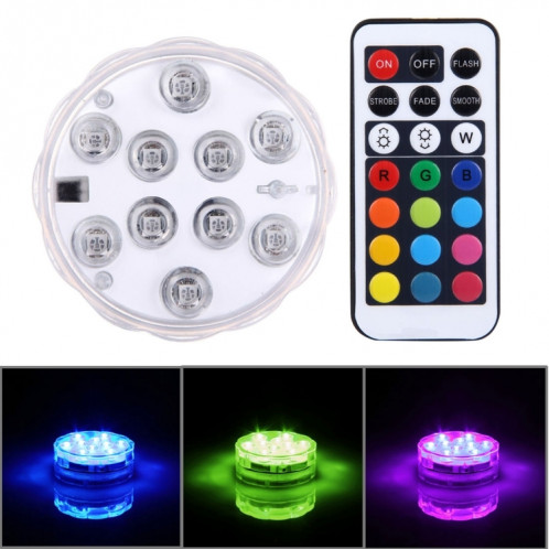 Lumière submersible imperméable de LED, 10 LEDs Cylindre télécommandé avec le contrôleur à distance, gamme de contrôle à distance (dans la zone ouverte): 24-30 pieds SH13421495-312