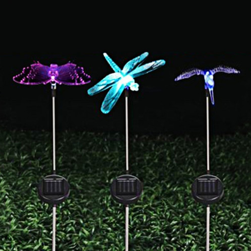 A106 3 PCS Coloré LED Lumière Solaire Puissance Lampe, Oiseau Libellule Papillon Motif En Plein Air Jardin Paysage Chemin Décoratif Lumière SH1976468-310