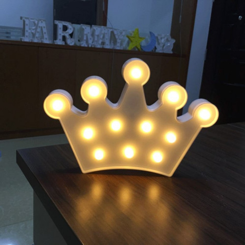 Forme de couronne créative, lumière de décoration à DEL blanche chaude, 2 piles AA alimentées par une lampe de fête, table de fête, lampe de chevet (blanche) SH084W869-32