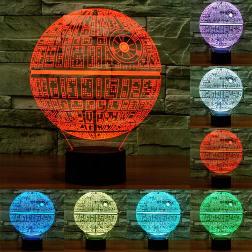 Death Star Style 7 Couleur Décoloration Creative Visual Stéréo Lampe 3D Tactile Commutateur LED Lumière Bureau Lampe de Nuit Lumière SD2298561-312