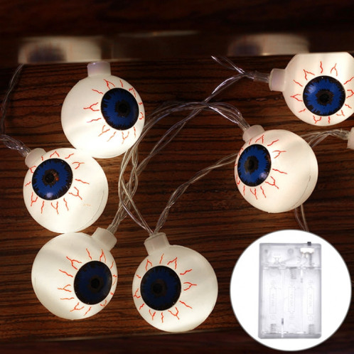 2,5 m série Ghost Eyes Design White Light série Halloween à DEL, 20 LED, 3 piles AA, boîte, boîte à accessoires de fête, décoration féerique, lampe de nuit SH60WL1439-35