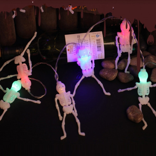 2,5 m de conception humaine squelette lumière colorée série Halloween chaîne de lumière LED, 20 LEDs 3 piles AA piles exploitées partie Props fée décoration lampe de nuit SH61CL1918-36