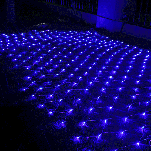3m (longueur) x 2m (hauteur) 12W 200 LED Réticule String Devoration Lights avec la fin conjointe et le contrôleur multi-fonction, prise de l'UE, AC 220V (lumière bleue) S35ABL1965-38