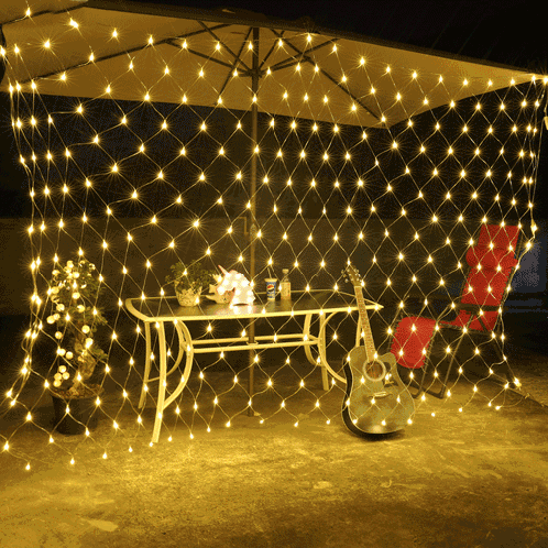 3m (Longueur) x 2m (Hauteur) 12W 200 LEDs Reticular String Devoration Lights avec la fin de l'articulation et le contrôleur multi-fonction, prise de l'UE, AC 220V (blanc chaud) S35AWW752-38