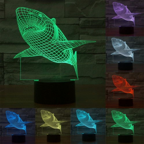 Shark Style 7 Couleur Décoloration Creative Visual Stéréo Lampe 3D Touch Switch Control LED Light Lampe de bureau Night Light SS28842-313