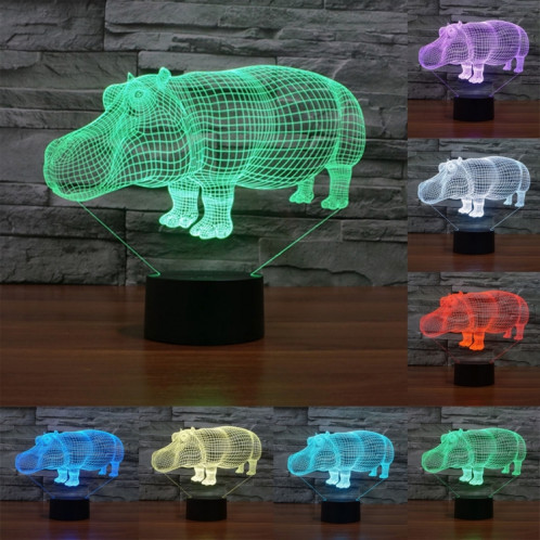 Rhino Style 7 Couleur Décoloration Creative Laser stéréo Lampe 3D Touch Switch Control LED Light Lampe de bureau Night Light SR28916-313