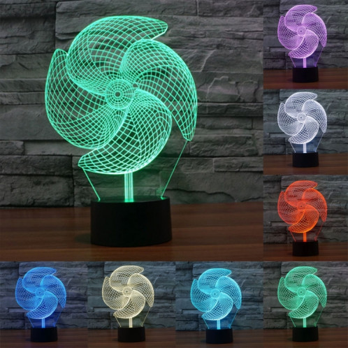 Big Pinwheel Style 7 Couleur Décoloration Creative Laser stéréo Lampe 3D Touch Switch Control LED Light Lampe de bureau Night Light SB28961-313