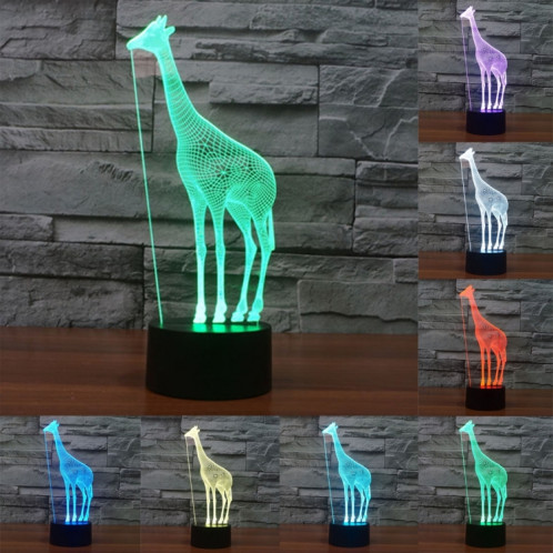 Giraffe Style 7 Couleur Décoloration Creative Laser stéréo Lampe 3D Touch Switch Control LED Light Lampe de bureau Night Light SG28976-313