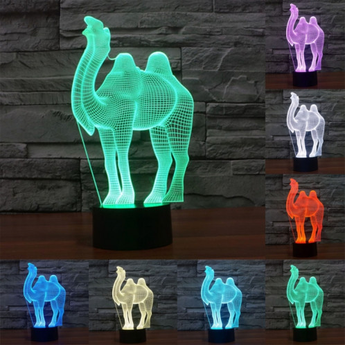 Camel Style 7 Couleur Décoloration Creative Visual stéréo lampe 3D Touch Switch Control LED Light Lampe de bureau Night Light SC29016-313