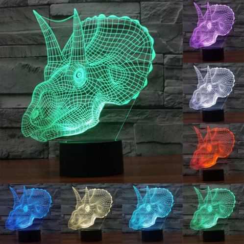 Dinosaure Style 7 Couleur Décoloration Lampe stéréo visuelle créative Commande tactile 3D Contrôle LED Lumière Lampe de bureau Lampe de nuit SD29087-313