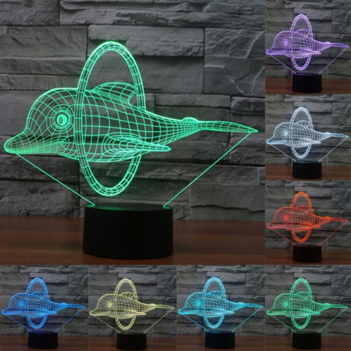 Dolphin Jump Style 7 Color Coloration Décoloration Creative Visual Stéréo Lampe 3D Touch Switch Control LED Light Lampe de bureau Night Light SD29115-313