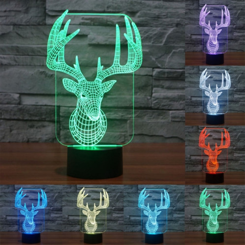 Elaphurus Davidianus Style 7 Couleur Décoloration Creative Visual Stéréo Lampe 3D Touch Switch Control LED Light Lampe de bureau Night Light SE29126-313