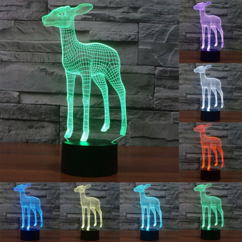 Deer Style 7 Couleur de décoloration Creative Visual stéréo lampe 3D Touch Switch Control LED Light Lampe de bureau Night Light SD29145-313