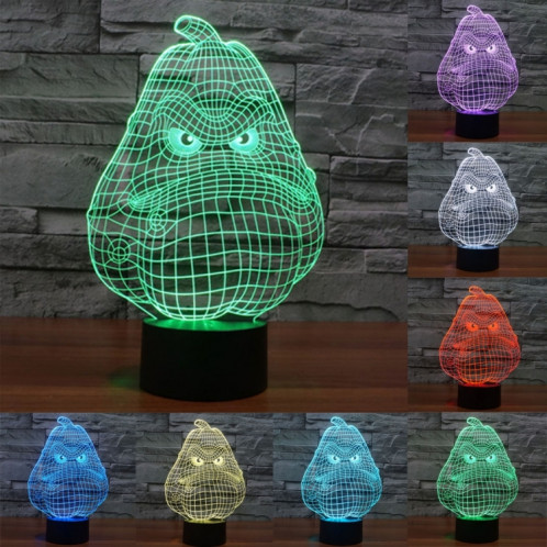Blanc Gourde Style 7 Couleur Décoloration Creative Visual Stéréo Lampe 3D Tactile Commutateur LED Lumière Bureau Lampe Nuit Lumière SB291513-313