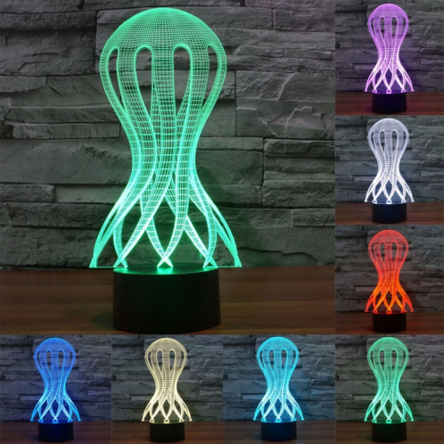 Acaleph Style 7 Couleur Décoloration Creative Visual Stéréo Lampe 3D Touch Switch Control LED Light Lampe de bureau Night Light SA29217-313