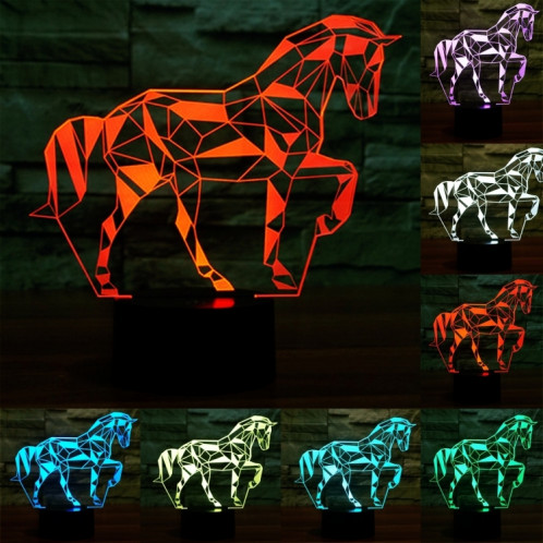 Forme de cheval 7 Couleur de décoloration Lampe de stéréo visuelle créative Commande de commutation tactile 3D Lumière de lumière LED Lampe de bureau Lampe de nuit SF29297-312