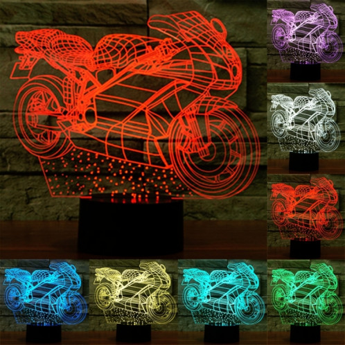 Forme de moto 7 couleurs de décoloration Lampe de stéréo visuelle créative Commande de commutation tactile 3D Lumière de lumière LED Lampe de bureau Lampe de nuit SF29304-312