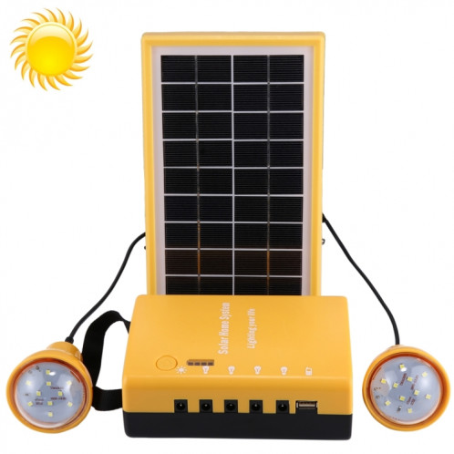 Kit d'énergie solaire LED rechargeable, multi-fonction portable avec ampoules, carte FM / TF de soutien, AC 220V, prise US / UE SH34101734-314
