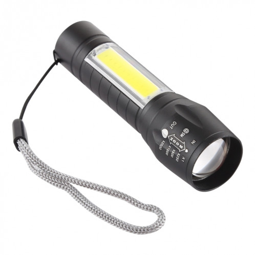 A2 USB rechargeable étanche Zoomable lampe de poche XPE + COB avec 3 modes et boîte de stockage SH36141613-39