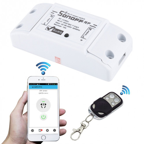 Sonoff 433MHz bricolage WiFi Smart télécommande sans fil Minuterie Module Power Switch avec 4 touches télécommande pour Smart Home, support iOS et Android SS37901758-313