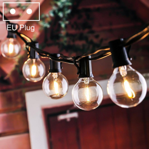 G40-EU-25 G40 7.6m 175W E14 IP44 Étanche Filament Rétro Ampoule Étanche, Lampe Décorative à 25 Ampoules LED pour Jardin, Ingénierie, Bar, Fête, Mariage, AC 220V, Prise UE (Blanc Chaud) SH32WW470-39