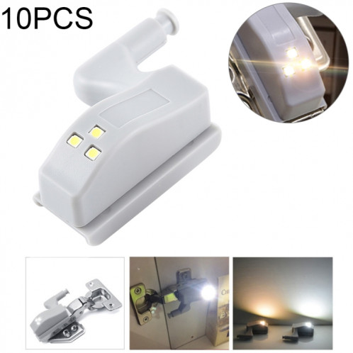 10 PCS 0.3W charnière intérieure universelle LED capteur lampe placard 3 LED veilleuse Auto ON / OFF ampoule (blanc chaud) SH92WW472-310