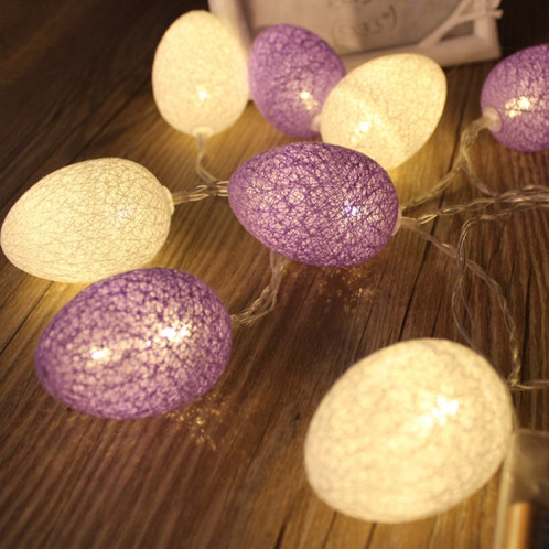 Alimenté par batterie 1,8 m 10 LED fil de coton couleur oeuf lampe chaîne fête de vacances de Pâques lumière décorative domestique (violet) SH883P1970-33