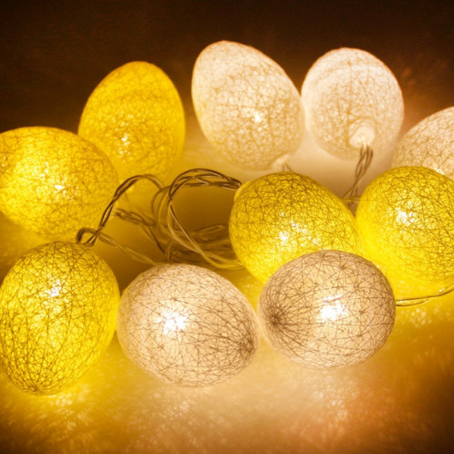 Alimenté par batterie 1,8 m 10 LED fil de coton couleur oeuf lampe chaîne fête de vacances de pâques lumière décorative domestique (jaune) SH883Y1522-33