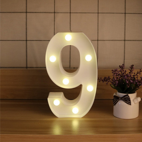 Chiffre 9 lumière de décoration de forme, lumière sèche chaude accrochante debout de vacances de blanc de batterie sèche SH214K1560-37