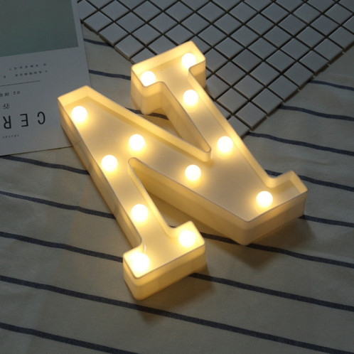 Lumière anglaise décorative de forme d'alphabet de la lettre N d'alphabet, lumière sèche chaude accrochante debout blanche de vacances de LED SH216N128-311