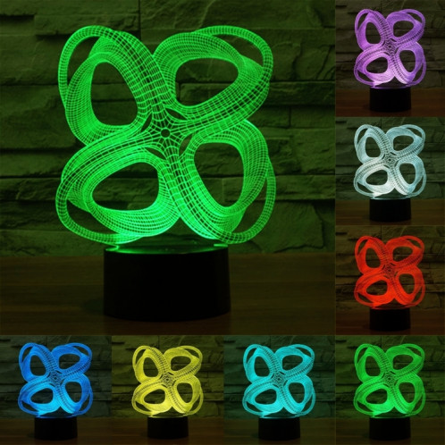 Quatre cercle de style abstrait 7 Décoloration des couleurs Lampe stéréo visuelle créative Contrôle du contact tactile 3D Lampe de bureau à lumière LED Lampe de nuit SQ62207-313